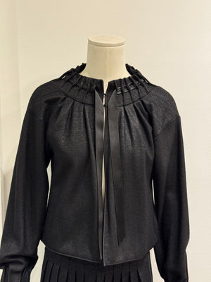 2000s Yves Saint Laurent Rive Gauche pleated gathered set top & skirt