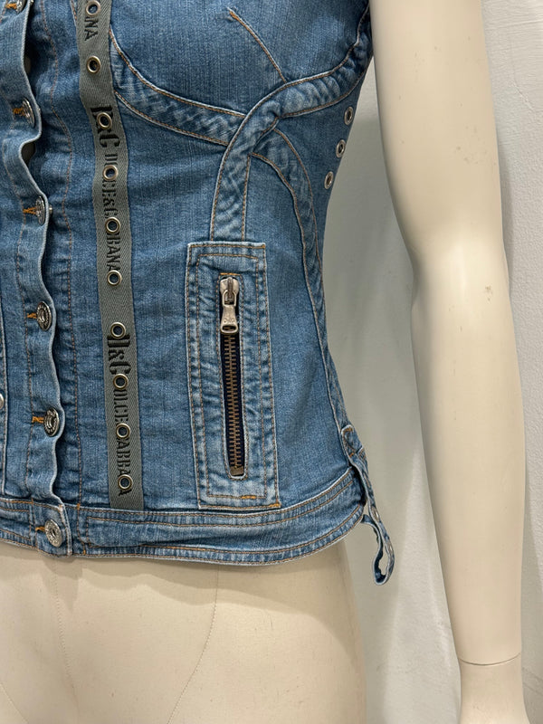 2000s Dolce & Gabbana denim military corset