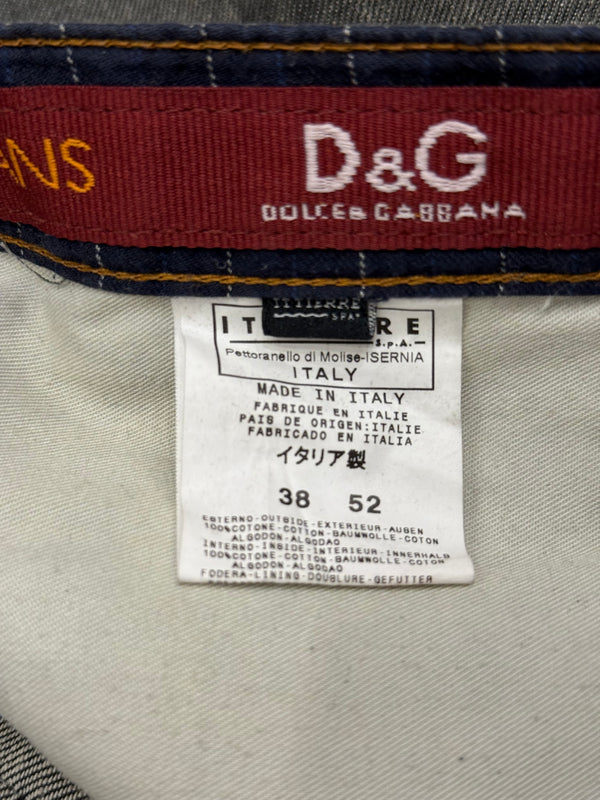 2003 Dolce & Gabbana asymmetrical heavy denim with chain