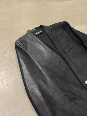 2020s Ann Demeulemeester sample collarless leather blazer