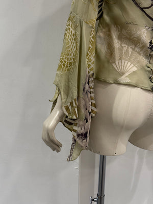 A/W2006 Roberto Cavalli dragon ruffle silk blouse top