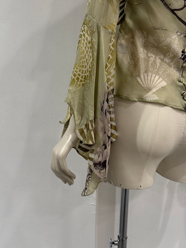 A/W2006 Roberto Cavalli dragon ruffle silk blouse top
