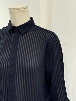 2010s Saint Laurent pinstripe poplin sheer shirt