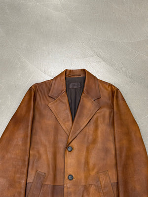 F/W2002 Prada runway distressed leather trench coat
