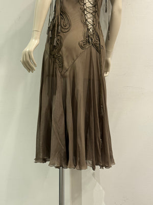 2000s Jean Paul Gaultier fringe silk chiffon dres