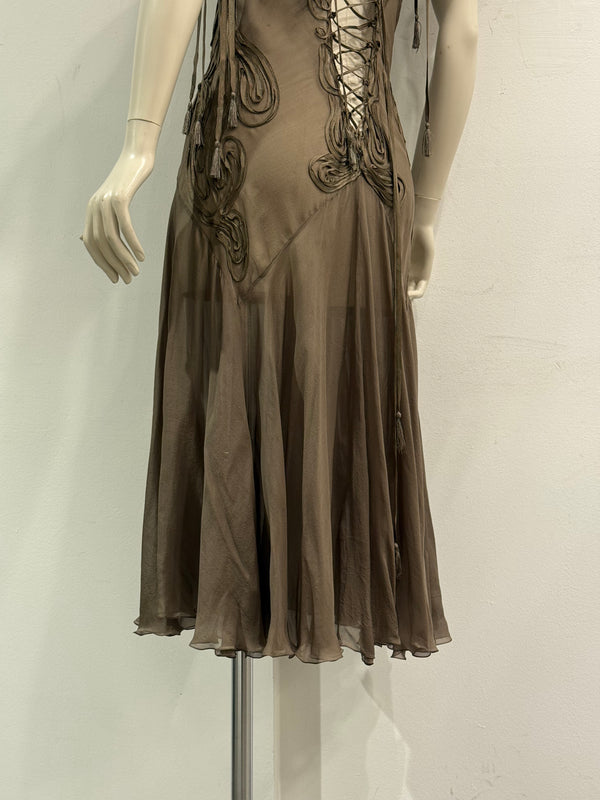 2000s Jean Paul Gaultier fringe silk chiffon dres