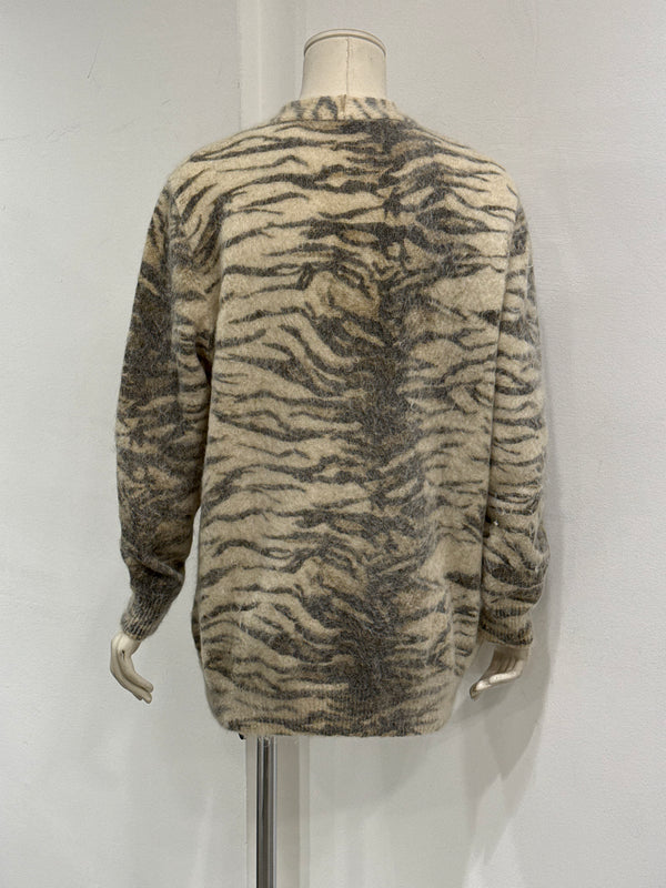 2015 Saint Laurent by Hedi Slimane tiger mohair knit cardigan
