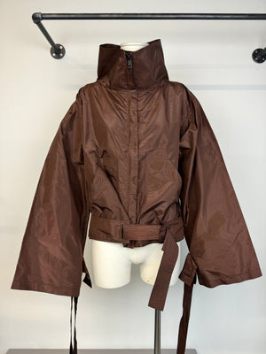 F/W 2002 Gucci by Tom Ford Brown Silk Baggy Kimono Jacket