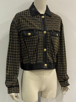 S/S1992 Gianni Versace studded leather jacket with heavy gold metal studs