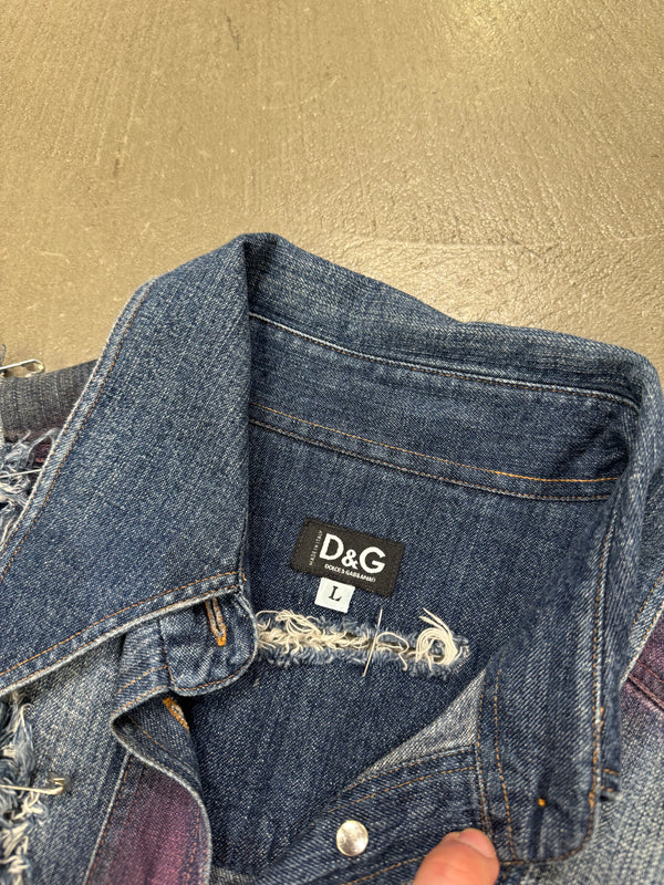 2000s Dolce & Gabbana safety pin painted denim shirt