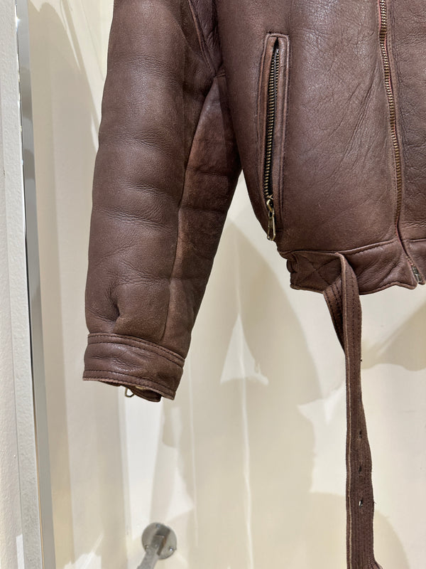 1980s Giorgio Armani oversized double zipper shearling jacket