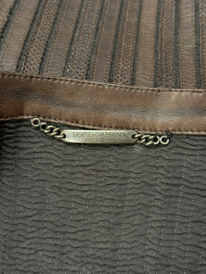 2000s Dolce & Gabbana pinstripe textured zip up jacket