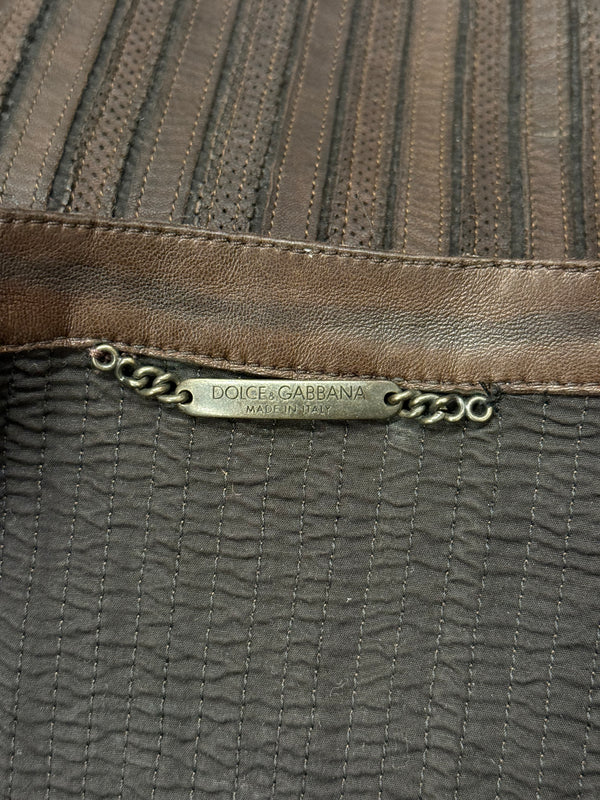 2000s Dolce & Gabbana pinstripe textured zip up jacket