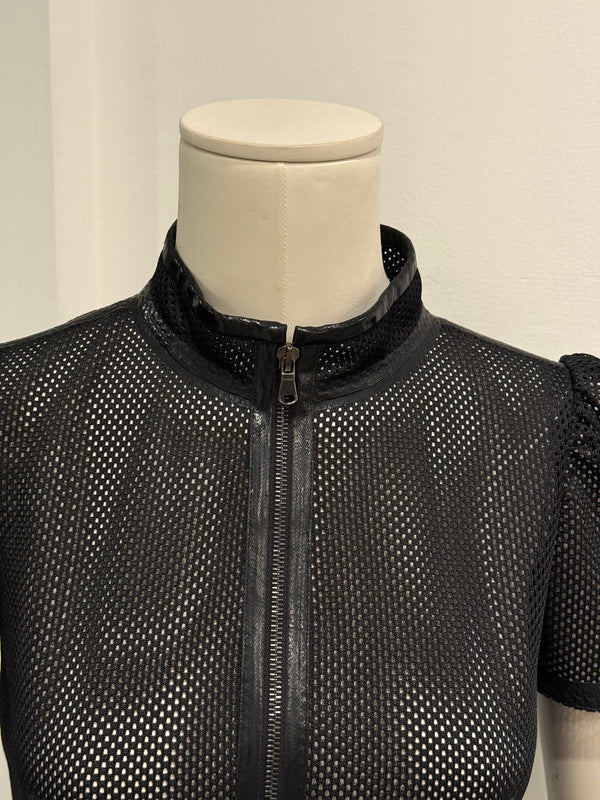2000s Valentino mesh puff-sleeve top