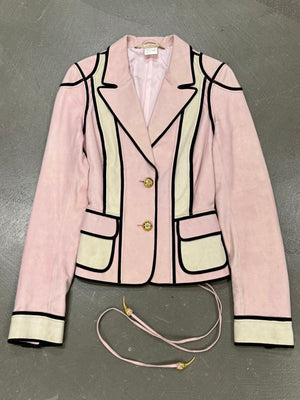 2000s Roberto Cavalli fitted pink leather jacket