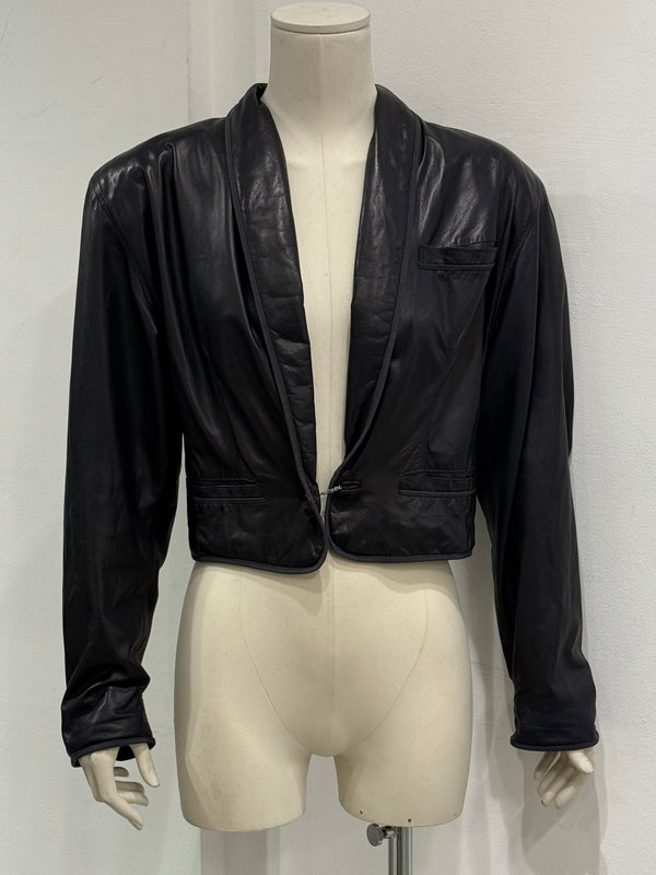 1980s Gianni Versace suspended shoulders cropped leather jacket