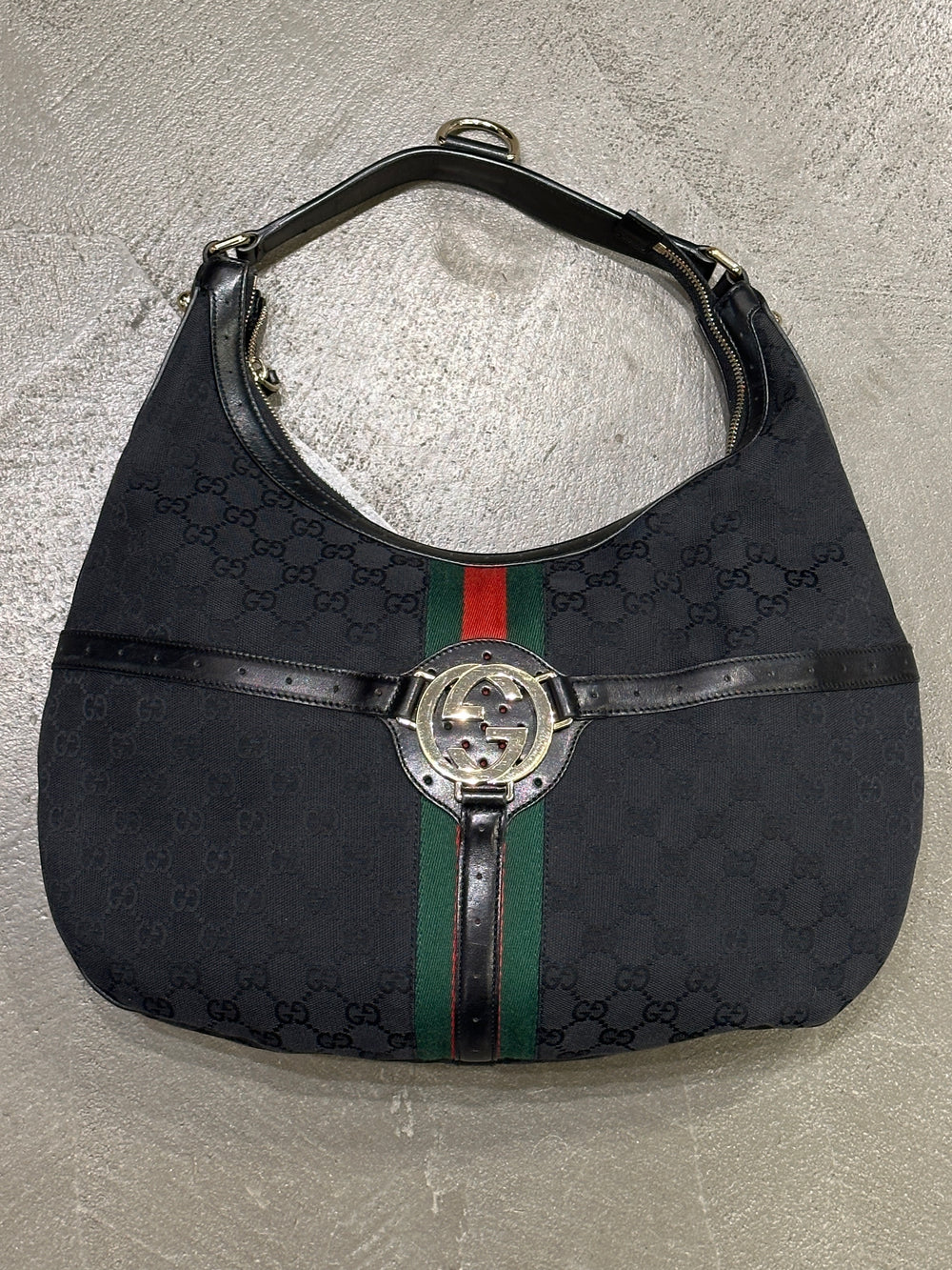 2000s Gucci GG canvas web hobo bag