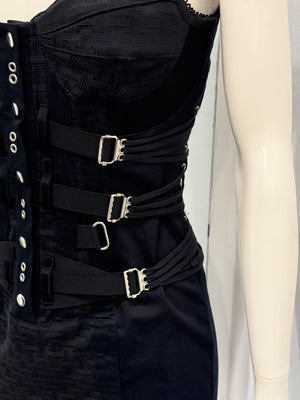 2003 Dolce & Gabbana eyelet corset bodycon bondage dress