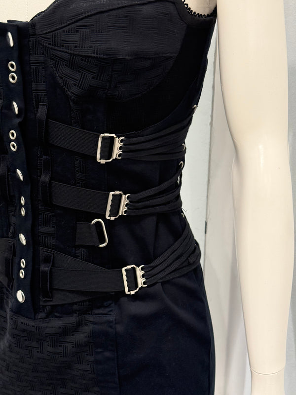 2003 Dolce & Gabbana eyelet corset bodycon bondage dress