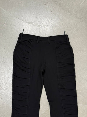2000s Prada side-ruffle slim fit pants