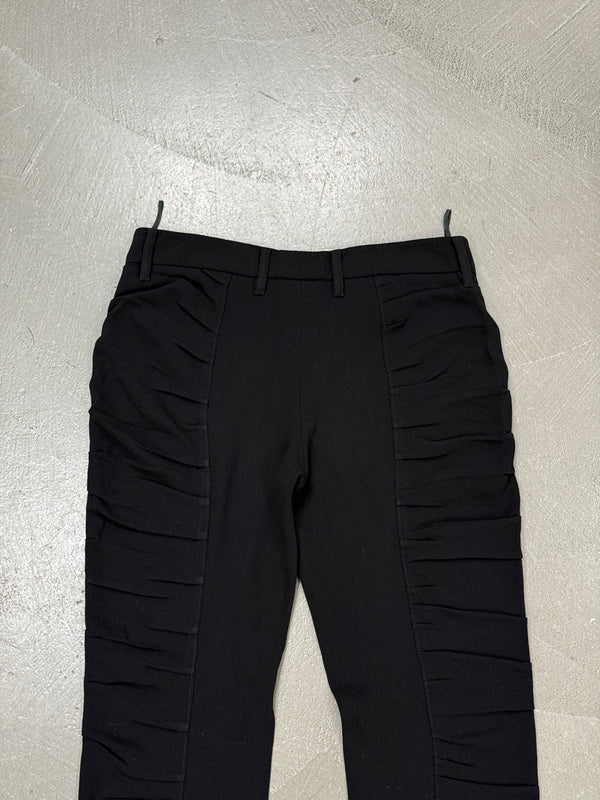 2000s Prada side-ruffle slim fit pants