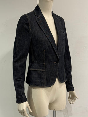 2002 Gucci by Tom Ford raw denim blazer jacket