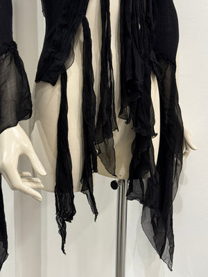 2000s Jean Paul Gaultier sheer ribbon-tie corset blouse