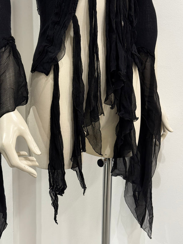 2000s Jean Paul Gaultier sheer ribbon-tie corset blouse