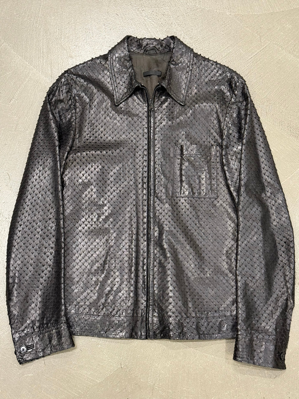 S/S2001 Helmut Lang punched laser cut leather jacket