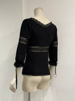 2000s Dolce & Gabbana lace trim silk blouse