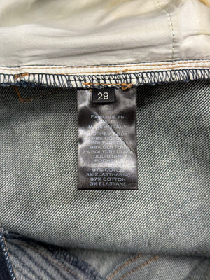 2010s Balmain ribbed panel denim biker pants