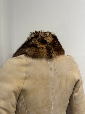 2000s Roberto Cavalli Shearling leather jacket with gold chains
