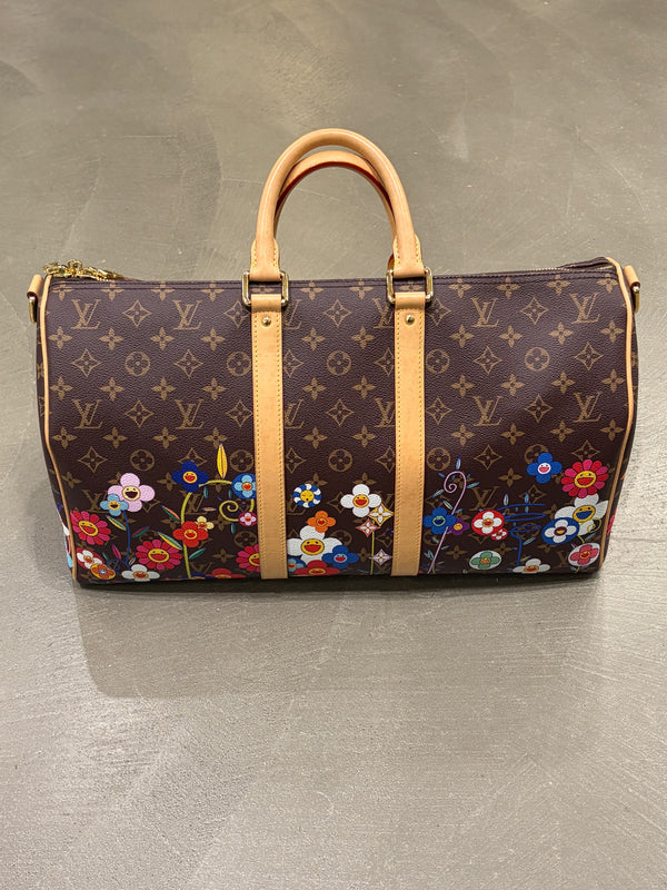 2021 Louis Vuitton x Takashi Murakami monogram Keepall Bandouliere 45