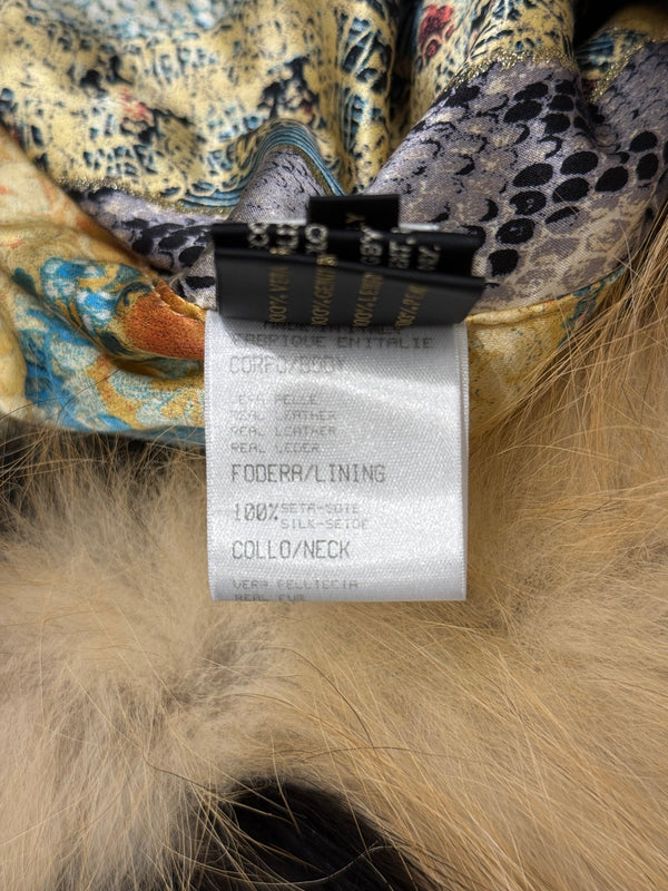 A/W2002 Roberto Cavalli fox fur distressed leather long coat
