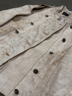S/S2002 Ann Demeulemeester runway cracked leather napoleon military jacket