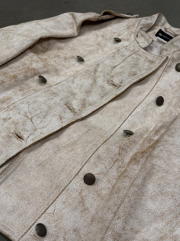 S/S2002 Ann Demeulemeester runway cracked leather napoleon military jacket