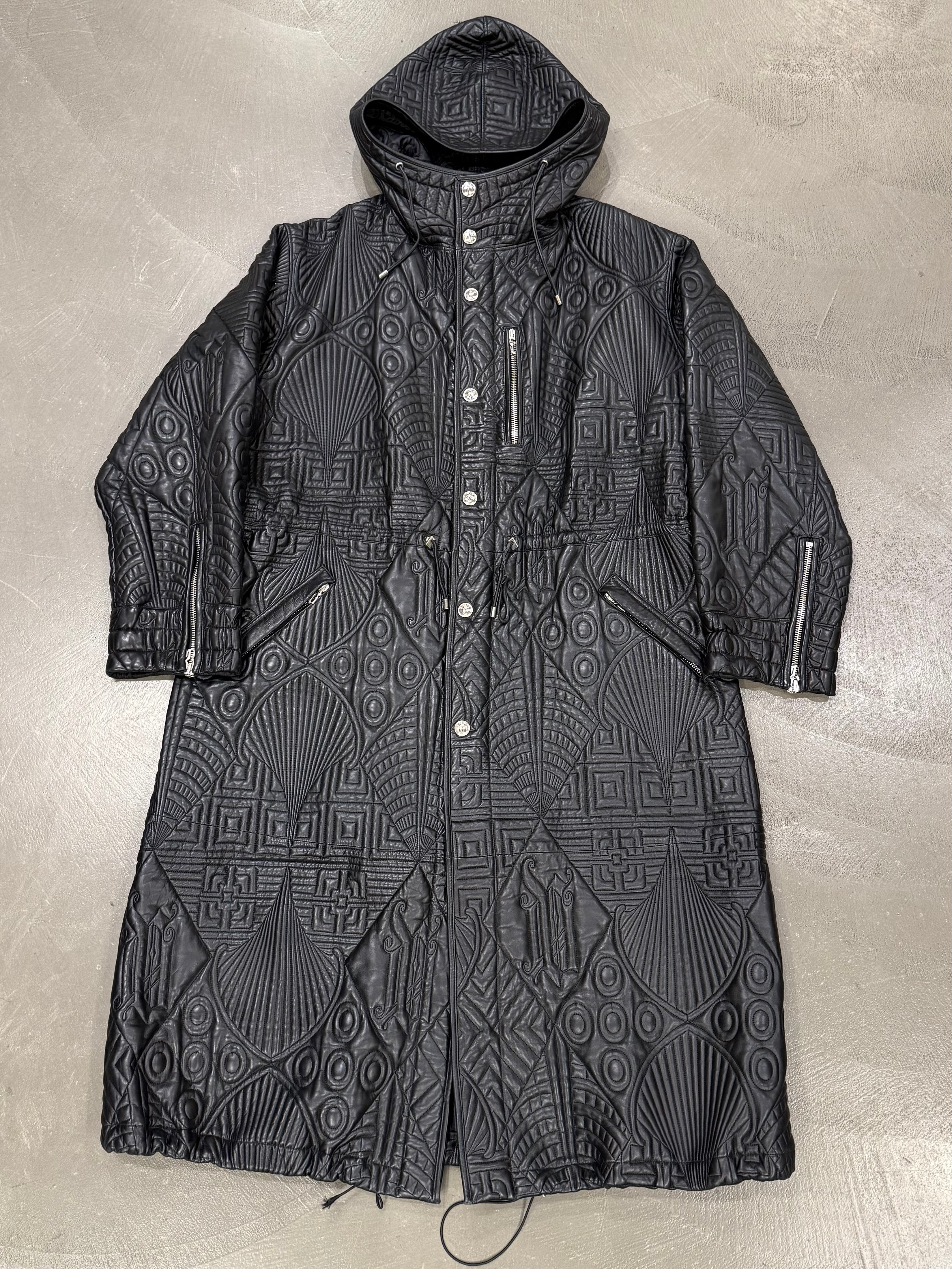 A/W1990 Gianni Versace embossed leather runway coat