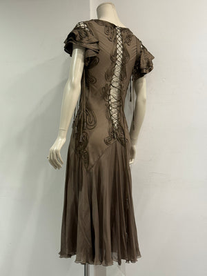 2000s Jean Paul Gaultier fringe silk chiffon dres