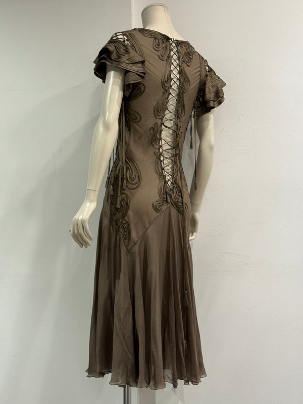 2000s Jean Paul Gaultier fringe silk chiffon dres