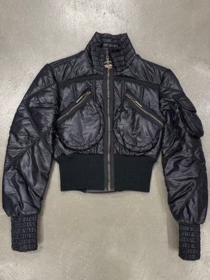 2000s Cavalli ultra-cropped cargo puffer jacket