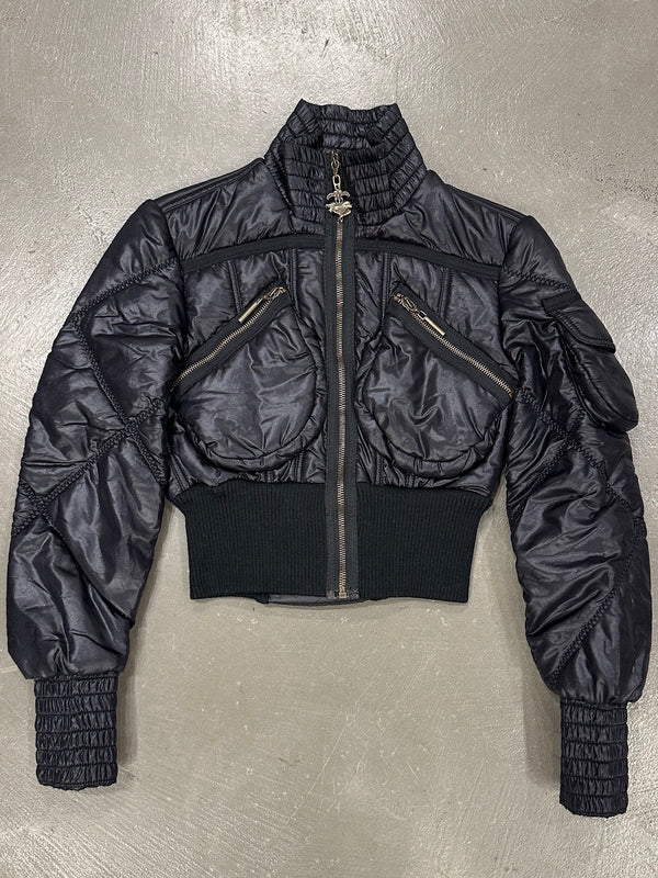 2000s Cavalli ultra-cropped cargo puffer jacket