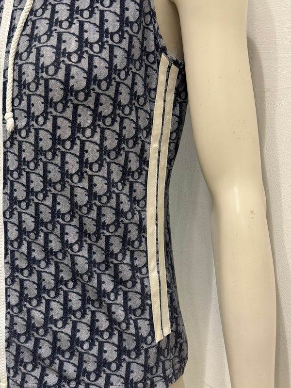 S/S2002 Christian Dior by Galliano monogram zipped vest with hoodie