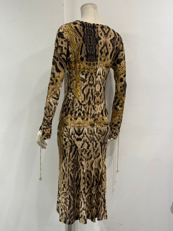 F/W2003 Roberto Cavalli leopard print dress with chains