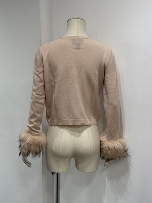 2000s Roberto Cavalli cardigan with fur trimmed cuffs