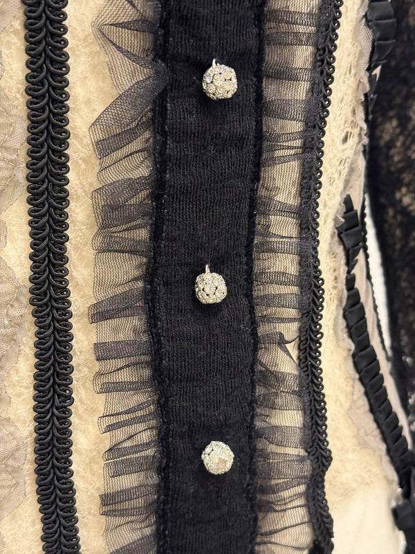 1990s Alexander McQueen lace corset top with crystal buttons