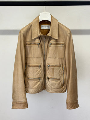 2002 Dolce & Gabbana zipper leather jacket