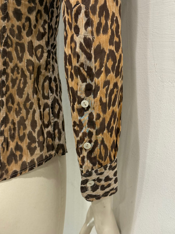 2003 Dolce & Gabbana leopard sheer shirt