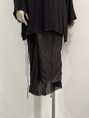 1990s Jean Paul Gaultier deconstructed pinstripe top skirt set