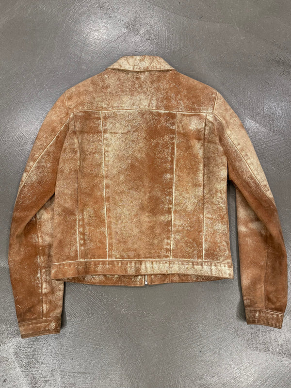 2004 Versace distressed rust cracked leather jacket