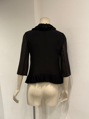 1990s Dolce & Gabbana ruffle trim silk jacket